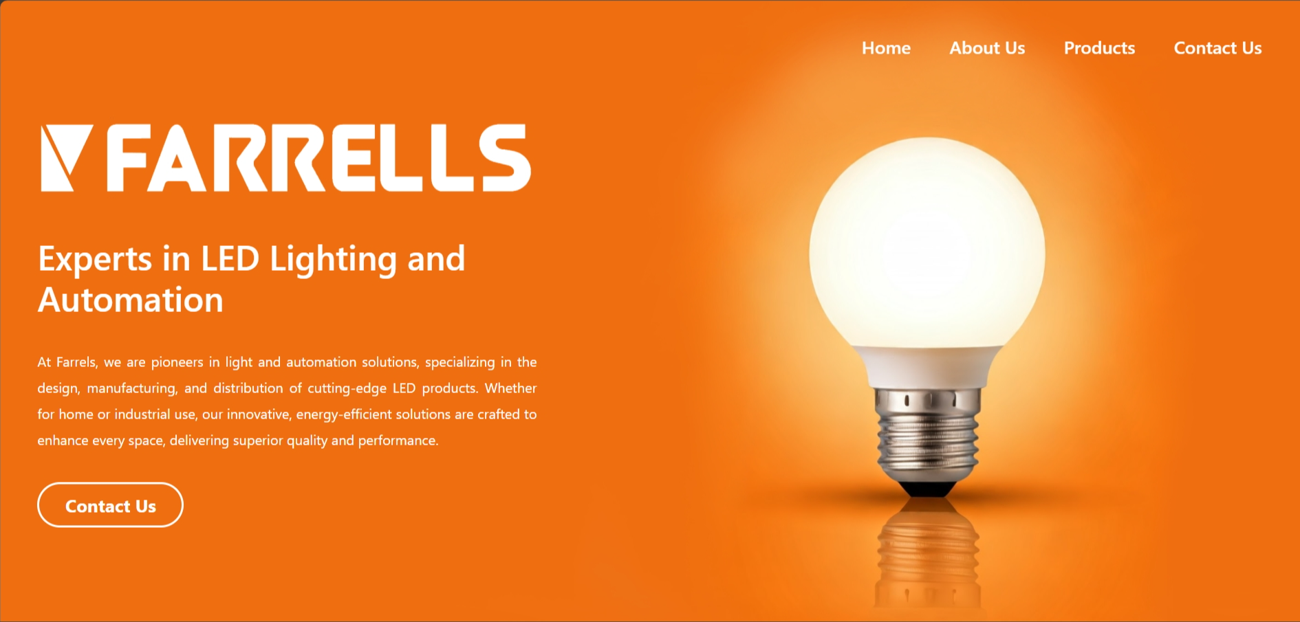 Farrells LED Website Screenshot 1
