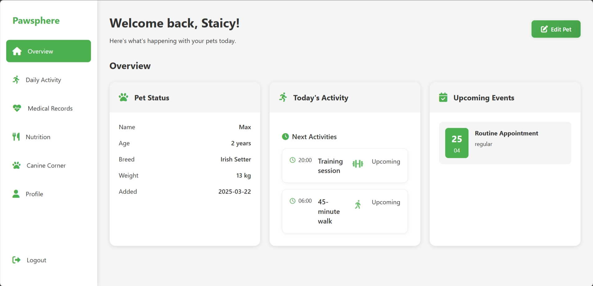Pet Care App Screenshot 1