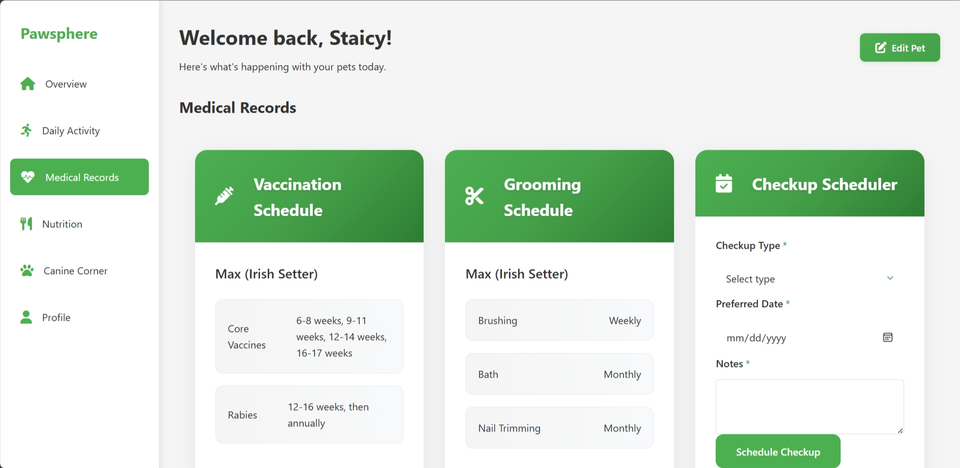 Pet Care App Screenshot 2